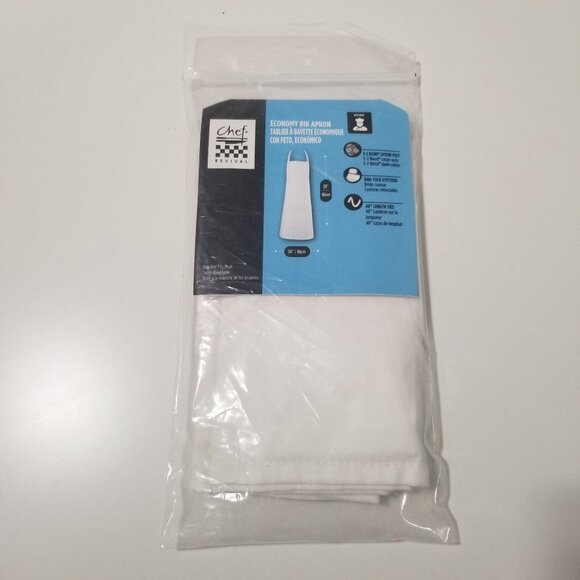 NWT Chef Revival Economy Bib Apron Size 34" x 34" Color White - Picture 4 of 7